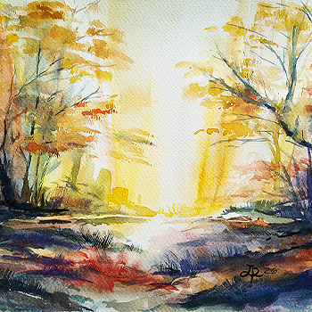 Beginner Watercolor Fall Landscape Class with Larysa