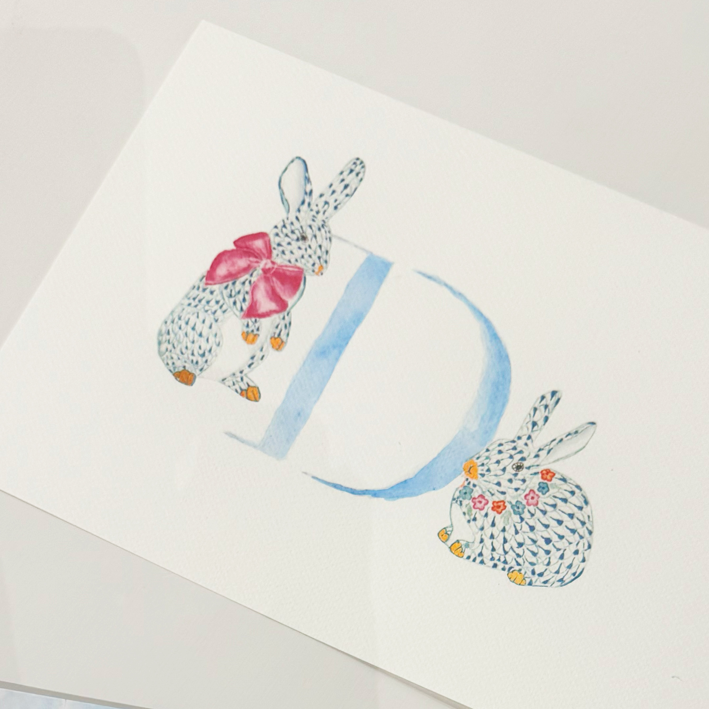 Herend Bunny Monogram Watercolor Pencil Class