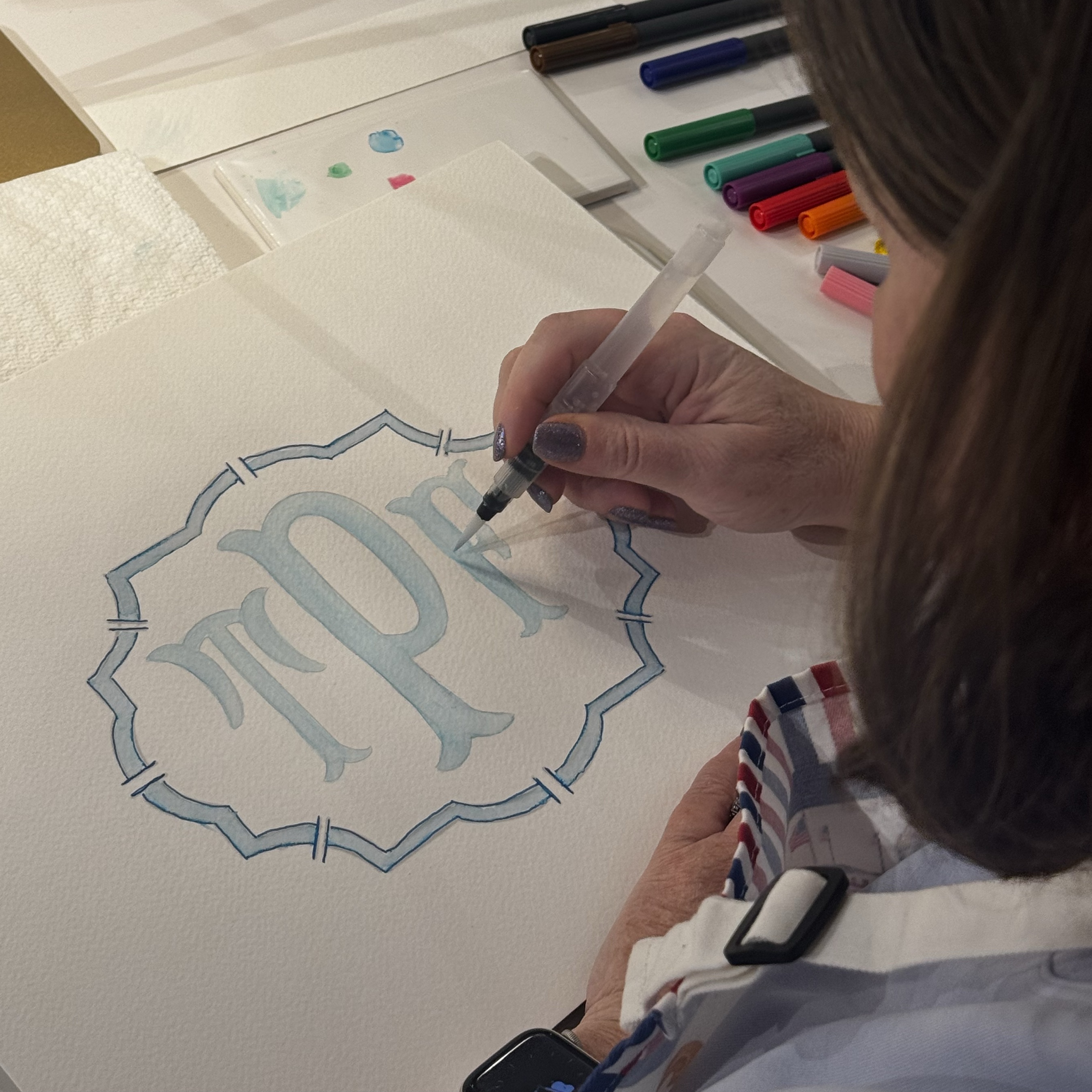 Watercolor Markers and Monograms Classs